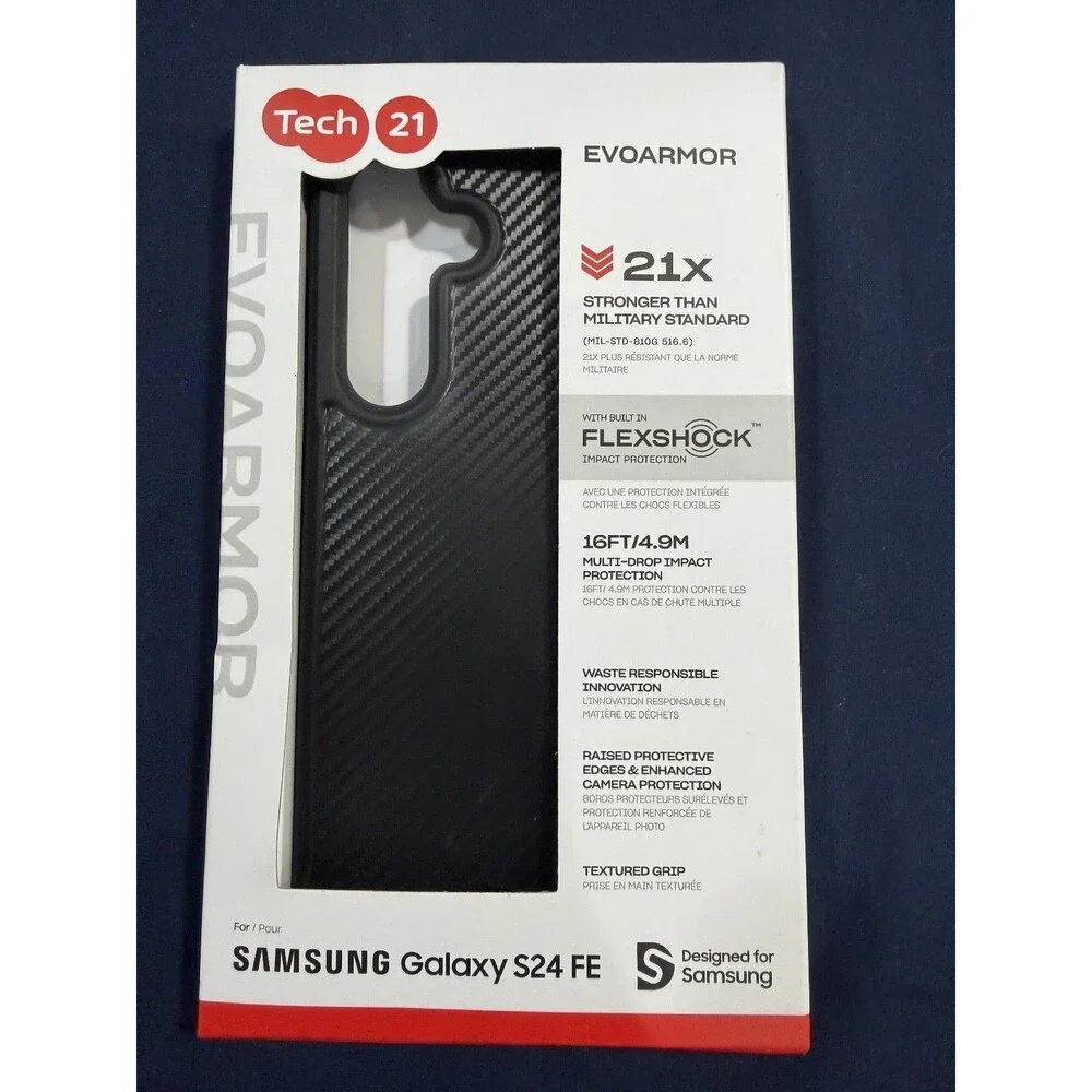 Tech21 EVOARMOR Case For Samsung Galaxy S24 FE Black, 16FT Drop Protection - NEW